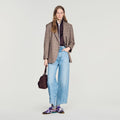 Floral print barrel jeans