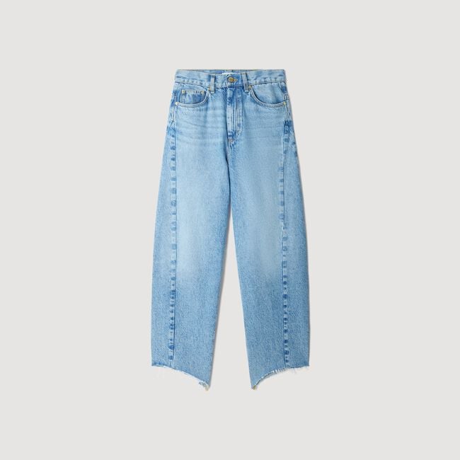 Floral print barrel jeans