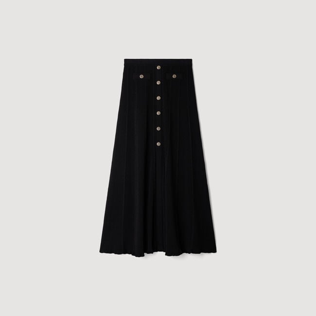 Pointelle knit midi skirt