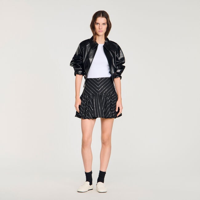Mini striped sequin skirt