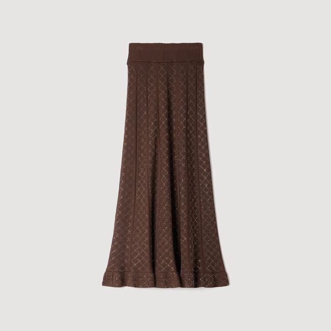 Long rhinestone knit skirt
