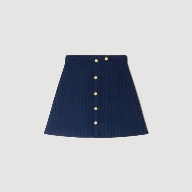 Mini ribbed skirt with press studs