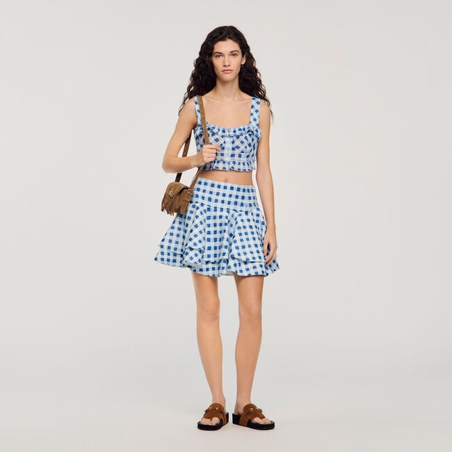 Mini gingham linen skirt