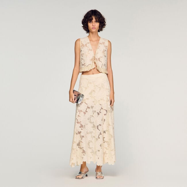Maxi guipure skirt
