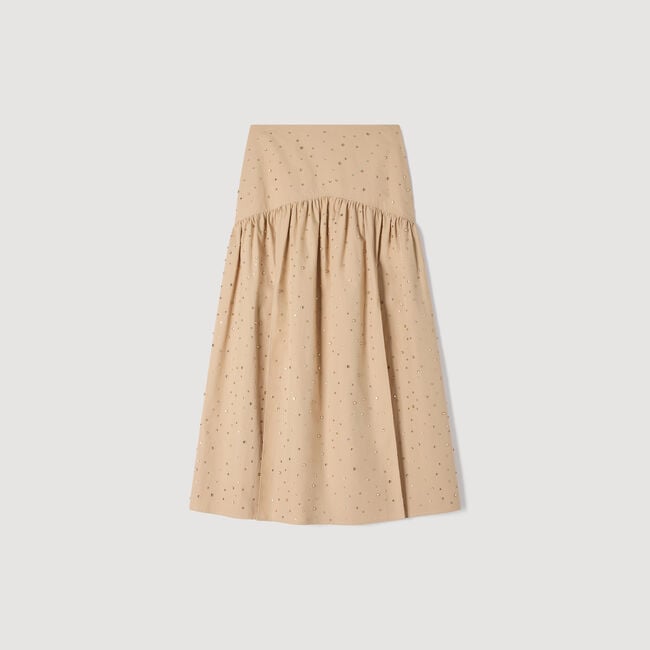 Maxi rhinestone cotton skirt