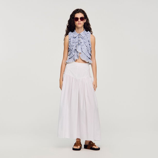 Maxi poplin skirt with ties