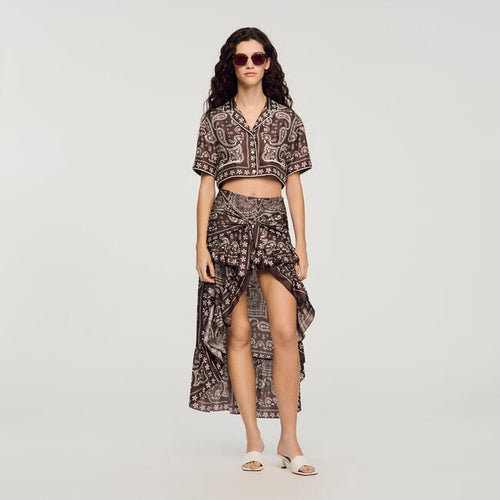 Bandana print hi-low skirt