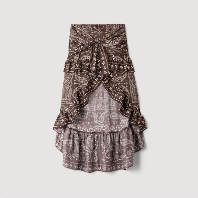 Bandana print hi-low skirt