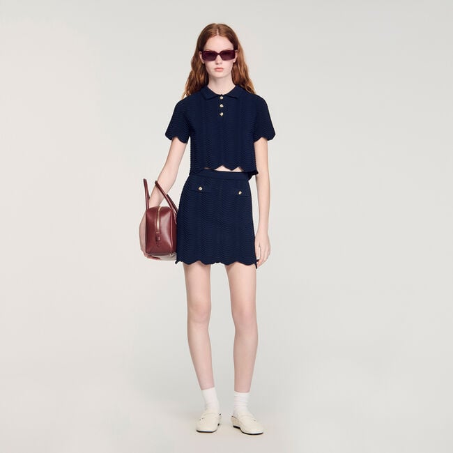 Mini decorative knit skirt