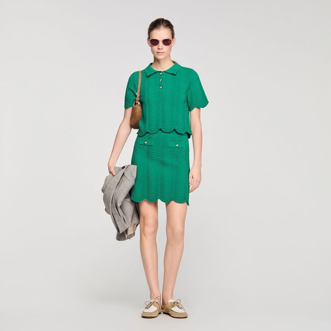 Mini decorative knit skirt