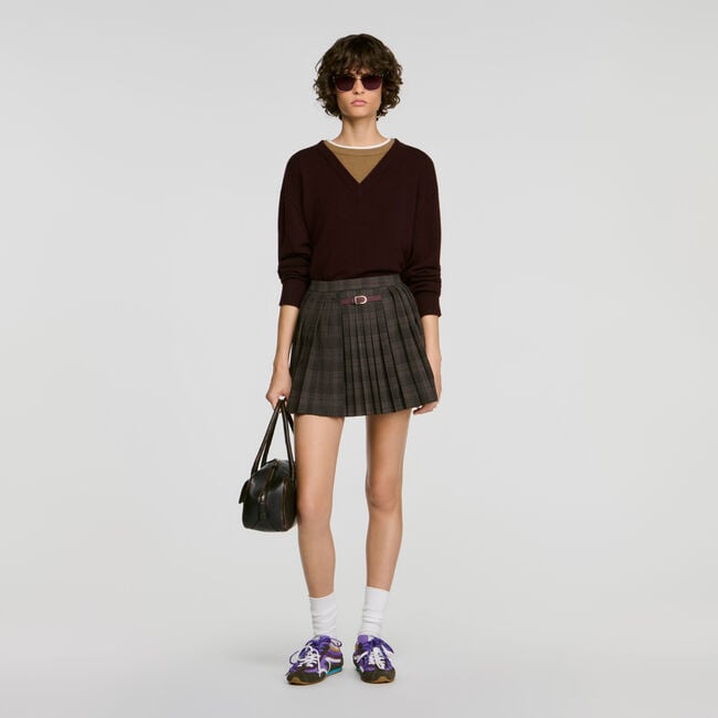 Checked pleated skirt