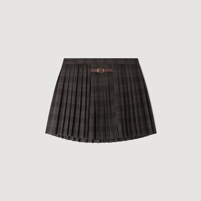 Checked pleated skirt