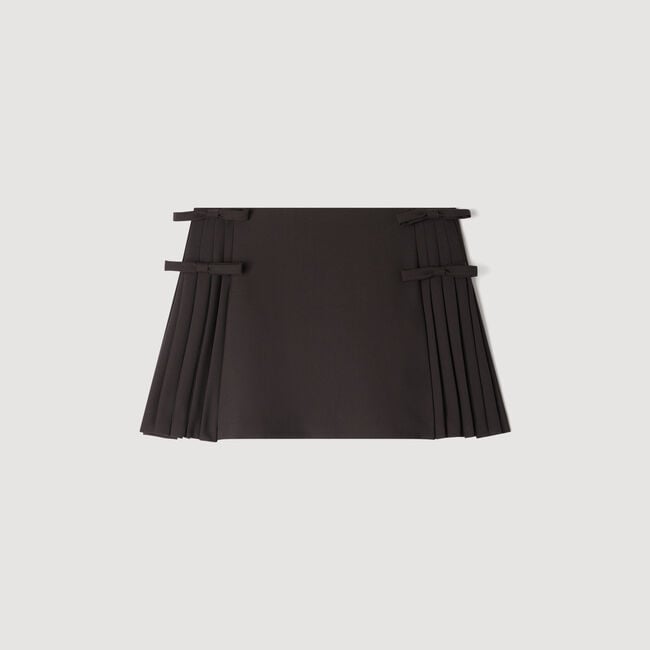 Mini pleated wool skirt