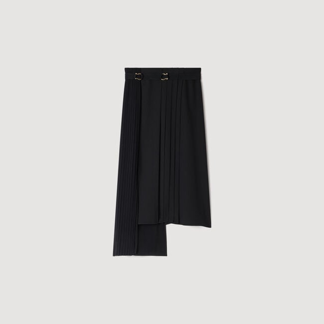 Maxi asymmetrical pleated skirt