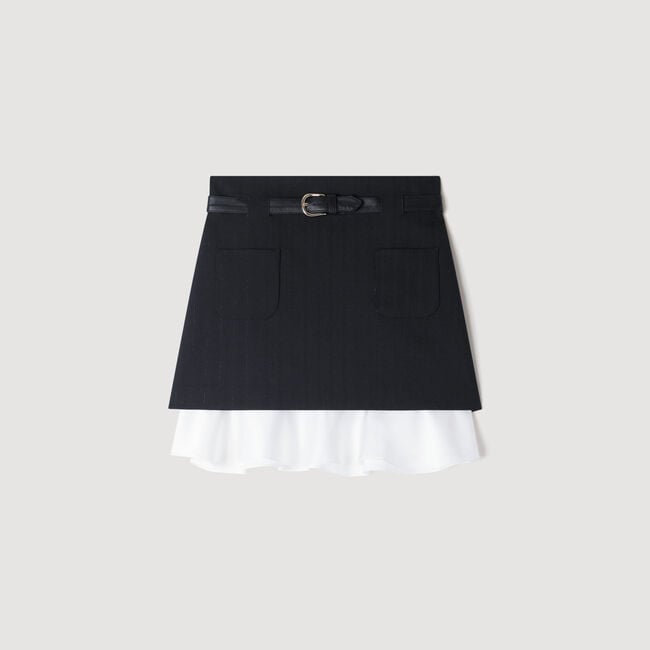 Mini striped ruffled skirt