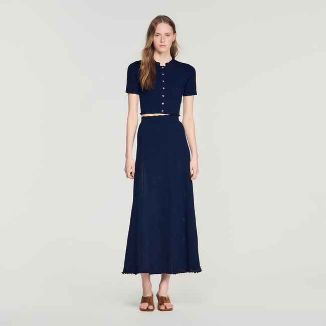 Pointelle knit maxi skirt