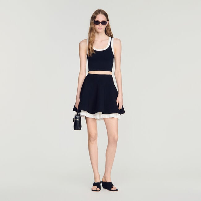 Two-tone knit skirt
