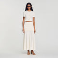 Pointelle knit maxi skirt