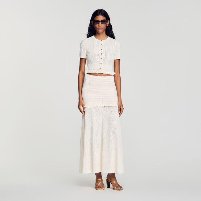 Pointelle knit maxi skirt