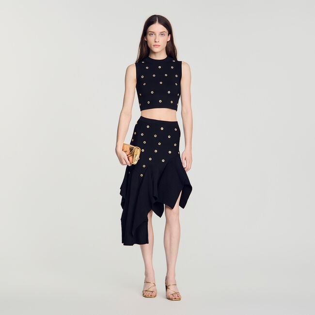 Studded knit skirt