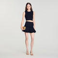 Short ribbed knit skirt