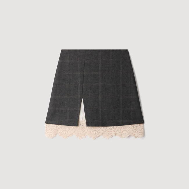 Short skirt with lace panel