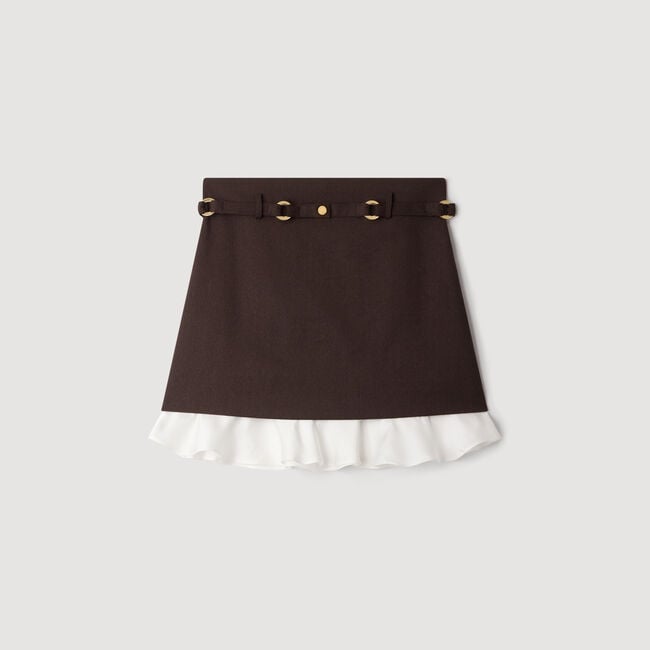 Short 2-in-1 wool skirt