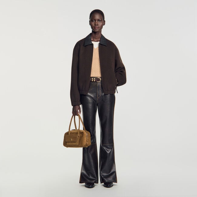 Double-faced leather collar jacket