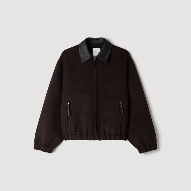 Double-faced leather collar jacket