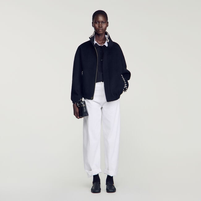 Jacket with topstitched details
