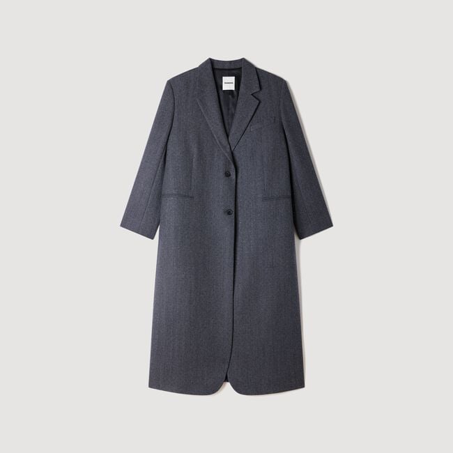 Long wool coat with rhinestones
