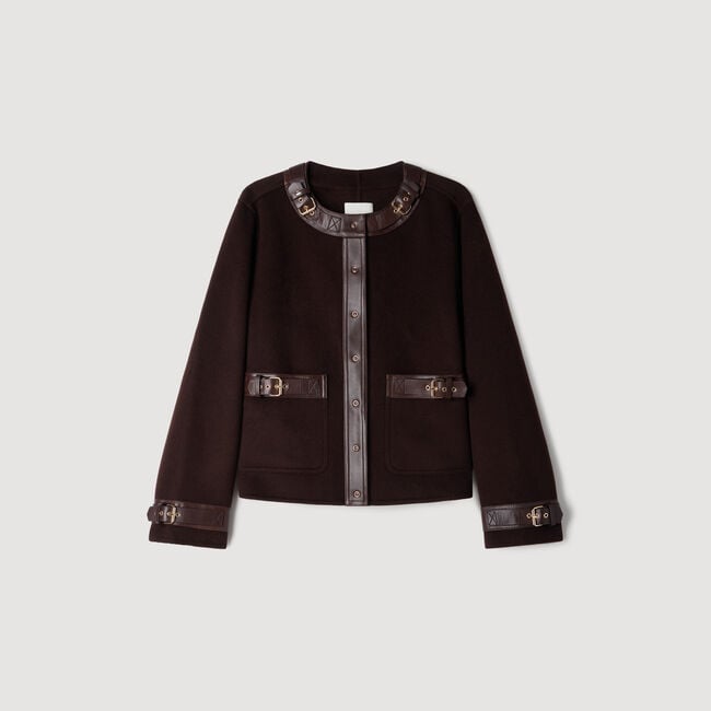 Short coat with leather details