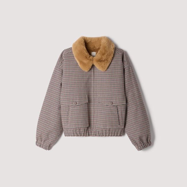Faux fur-lined coat