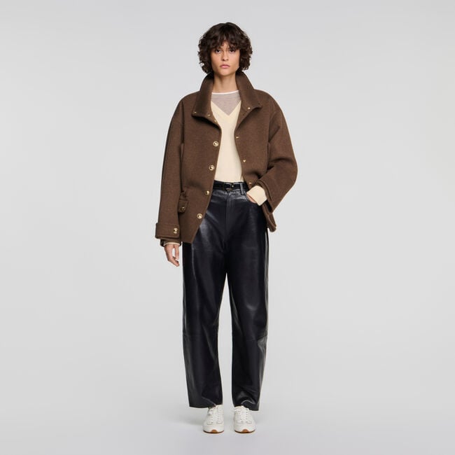 Double-faced standing collar coat