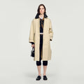 Long coat with leather collar