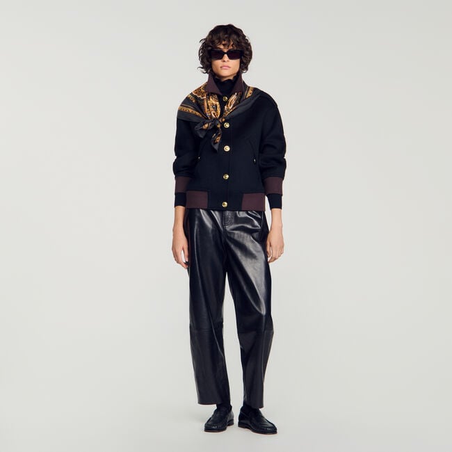 Short coat with contrast collar