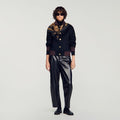 Short coat with contrast collar