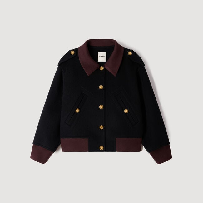 Short coat with contrast collar