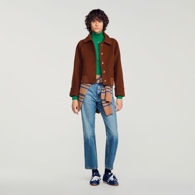 Short coat with flap pockets