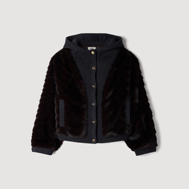 Faux fur and knit jacket