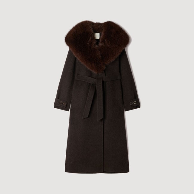 Coat with shearling collar