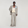 Wide-leg checked wool trousers