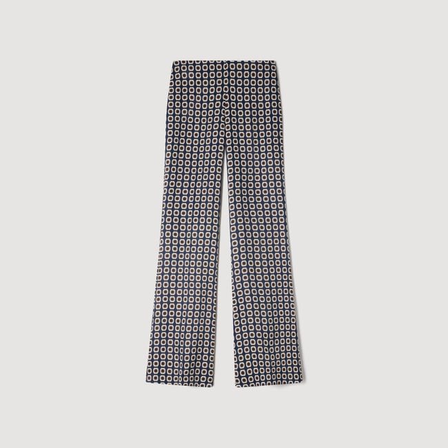 Floral-print flowy trousers