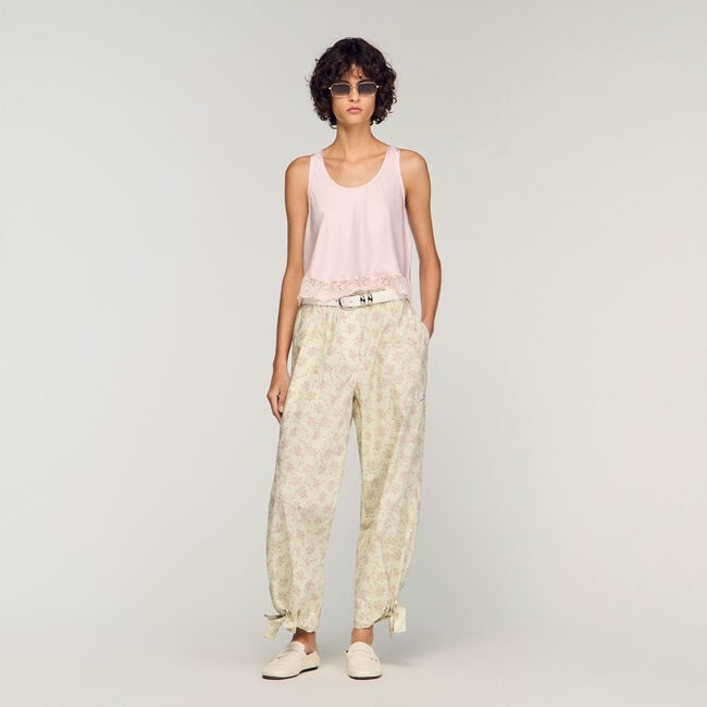 Floral wide-leg trousers