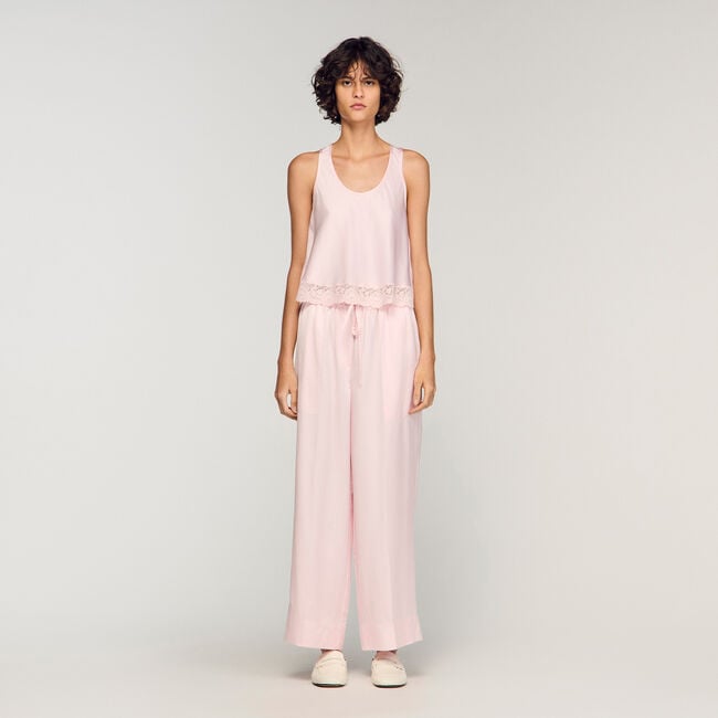 Satin wide-leg trousers