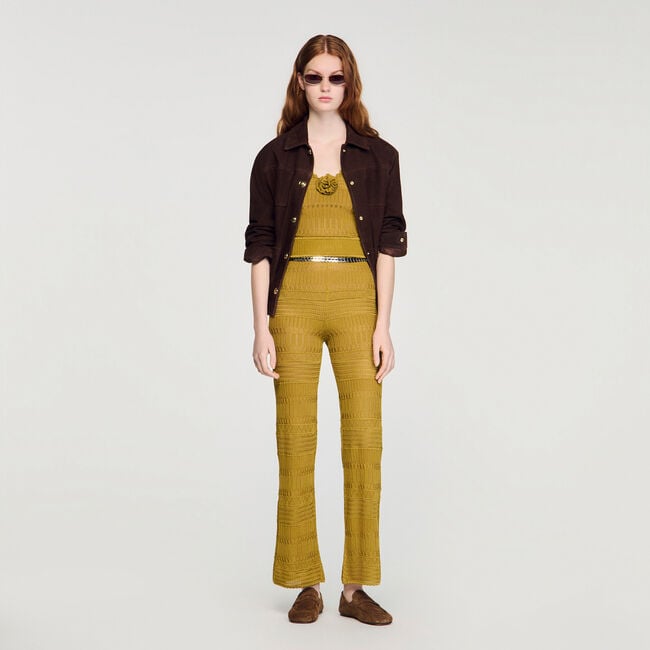 Pointelle knit trousers