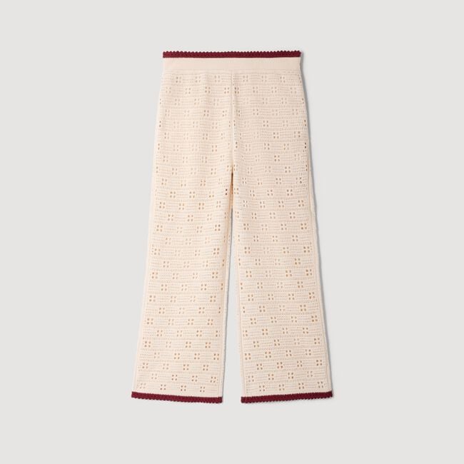 Crochet-look knit trousers