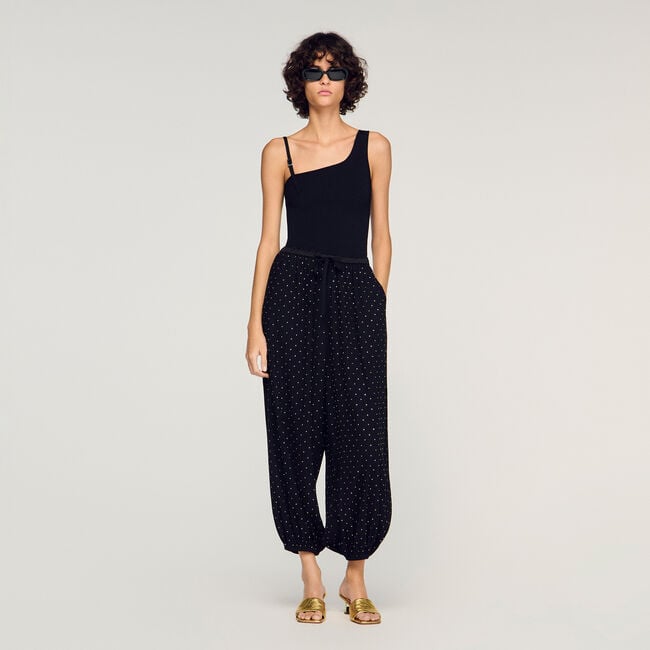 Rhinestone wide-leg trousers