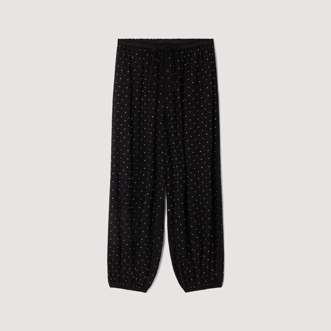 Rhinestone wide-leg trousers