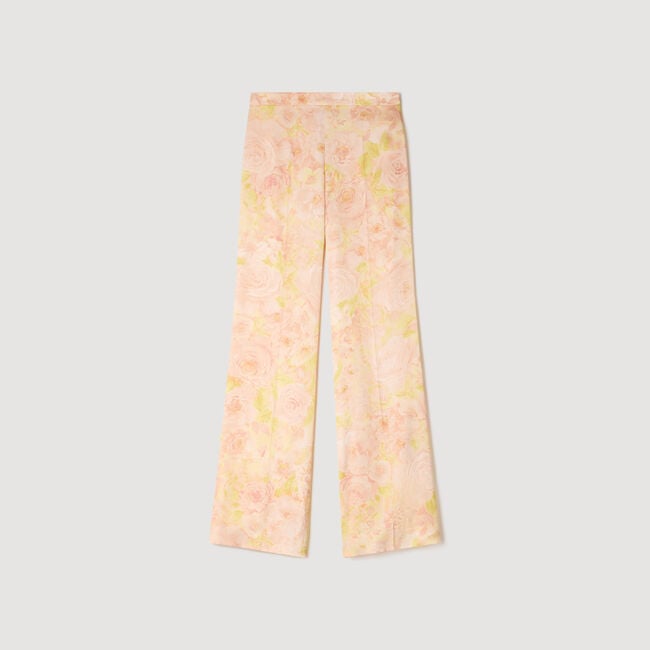 Floral-print flowy trousers